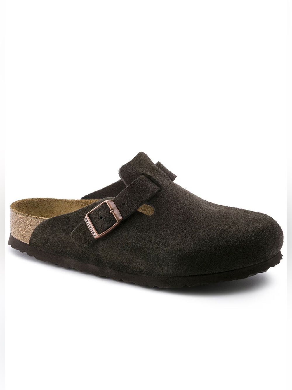 Birkenstock Boston Clogs in Brown Suede, Size 38